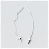 925 Silver Tassel Cross Drop Earrings for Women
