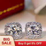 Yellow Stone Stud Earrings 925 Silver Filled Jewelry for Women