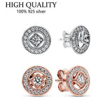 925 Silver Retro Cz Double Ring Earrings Wedding Jewelry