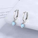 Sterling Silver Opal Heart Pendant Earrings for Women