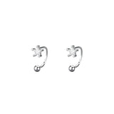 925 Silver Zircon Star Stud Earrings Spiral Bead Piercing Jewelry