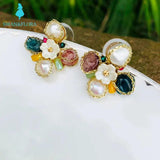 Natural Stone Pearl Earrings 925 Sterling Silver Jewelry