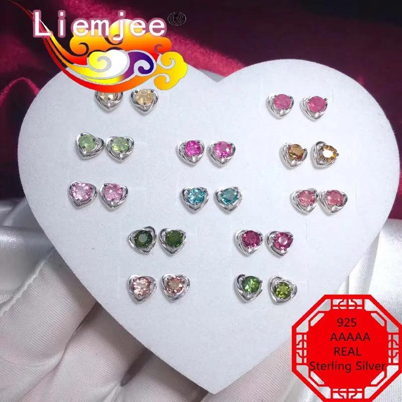 925 Silver Love Tourmaline Earring for Women