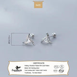 Real 925 Silver CZ Triangle Stud Earrings Wedding Party S925 Jewelry
