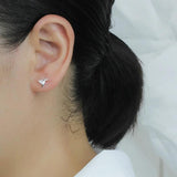 Real 925 Silver CZ Triangle Stud Earrings Wedding Party S925 Jewelry