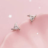 Real 925 Silver CZ Triangle Stud Earrings Wedding Party S925 Jewelry