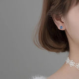 Davis 925 Silver Asymmetrical Planet Moon CZ Stud Earring Women DB175