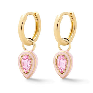 Colorful Stone Pendant 925 Silver Enamel Earrings for Women