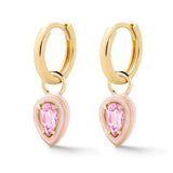 Colorful Stone Pendant 925 Silver Enamel Earrings for Women