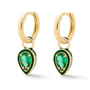 Colorful Stone Pendant 925 Silver Enamel Earrings for Women