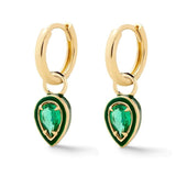 Colorful Stone Pendant 925 Silver Enamel Earrings for Women