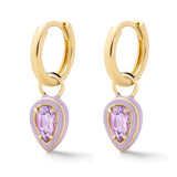Colorful Stone Pendant 925 Silver Enamel Earrings for Women