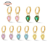 Colorful Stone Pendant 925 Silver Enamel Earrings for Women
