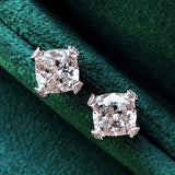 Flower Cut Lab Diamond Stud Earrings 925 Silver Wedding Bridal Jewelry