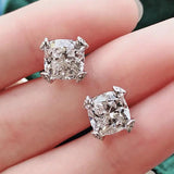Flower Cut Lab Diamond Stud Earrings 925 Silver Wedding Bridal Jewelry