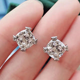 Flower Cut Lab Diamond Stud Earrings 925 Silver Wedding Bridal Jewelry