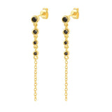 925 Silver Chain Earrings Zircon Tassel Hiphop Gothic Earcuff for Women