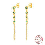 925 Silver Chain Earrings Zircon Tassel Hiphop Gothic Earcuff for Women