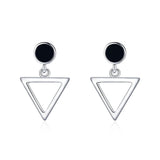 925 Silver Triangle Enamel Stud Earrings Rose Fine Jewelry