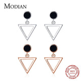 925 Silver Triangle Enamel Stud Earrings Rose Fine Jewelry