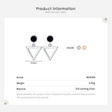 925 Silver Triangle Enamel Stud Earrings Rose Fine Jewelry