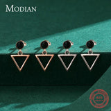 925 Silver Triangle Enamel Stud Earrings Rose Fine Jewelry