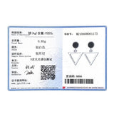 925 Silver Triangle Enamel Stud Earrings Rose Fine Jewelry