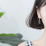Romantic 3D Triangle Drop Earrings Charm 925 Sterling Silver Jewelry