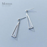 Romantic 3D Triangle Drop Earrings Charm 925 Sterling Silver Jewelry