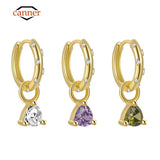 Colorful Zircon Dangle Earrings 925 Sterling Silver Fine Jewelry