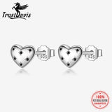 TrustDavis 925 Silver Heart CZ Stud Earrings Gift for Lady Girls DS3220