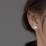 TrustDavis 925 Silver Heart CZ Stud Earrings Gift for Lady Girls DS3220
