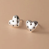 TrustDavis 925 Silver Heart CZ Stud Earrings Gift for Lady Girls DS3220