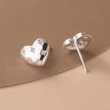 TrustDavis 925 Silver Heart CZ Stud Earrings Gift for Lady Girls DS3220