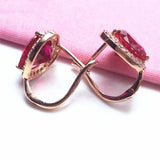 Crystal Ruby Heart Earrings 14K Rose Gold Plated