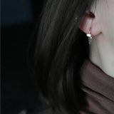 925 Silver Square Diamond Chain Hoop Earrings French Shine Sleep Aesthetics