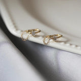 925 Silver Square Diamond Chain Hoop Earrings French Shine Sleep Aesthetics