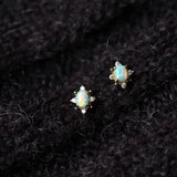 925 Sterling Silver Opal Stud Earring for Girls Zircon Mini Lady Women Jewelry