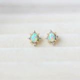 925 Sterling Silver Opal Stud Earring for Girls Zircon Mini Lady Women Jewelry
