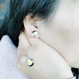 Kuololit Enamel Stud Earrings for Kids 925 Sterling Silver Zircon Orange