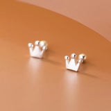 Crown Screw Back Earrings 925 Sterling Silver Small Ear Fine Jewelry