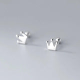 Crown Screw Back Earrings 925 Sterling Silver Small Ear Fine Jewelry