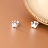 Crown Screw Back Earrings 925 Sterling Silver Small Ear Fine Jewelry