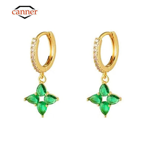Green Zircon Pendant & Drop Earrings Set 925 Sterling Silver Fine Jewelry
