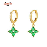Green Zircon Pendant & Drop Earrings Set 925 Sterling Silver Fine Jewelry