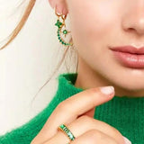 Green Zircon Pendant & Drop Earrings Set 925 Sterling Silver Fine Jewelry