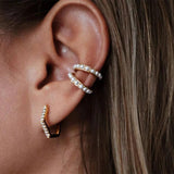 925 Silver Hexagon Hoop Earrings CZ Geometric Huggie