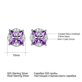 Nano Amethyst Stud Earrings 925 Sterling Silver Romantic Jewelry