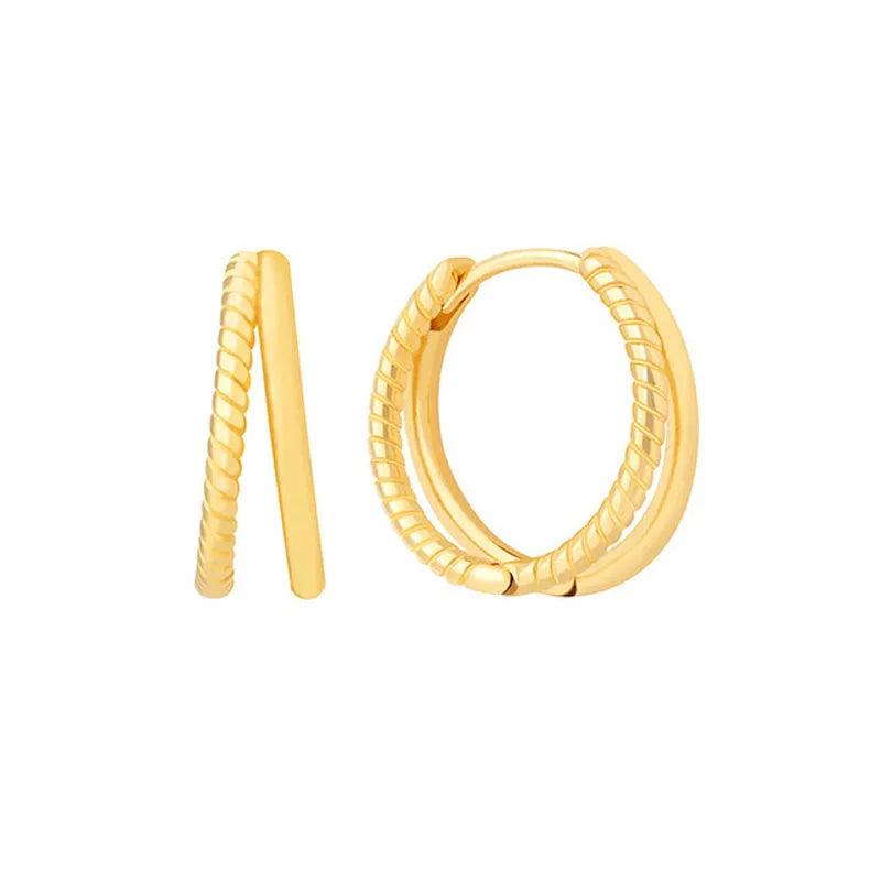 925 Silver Hoop Earrings CZ Bamboo Snake Twist Circle Huggie Earring