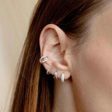 925 Silver Hoop Earrings CZ Bamboo Snake Twist Circle Huggie Earring